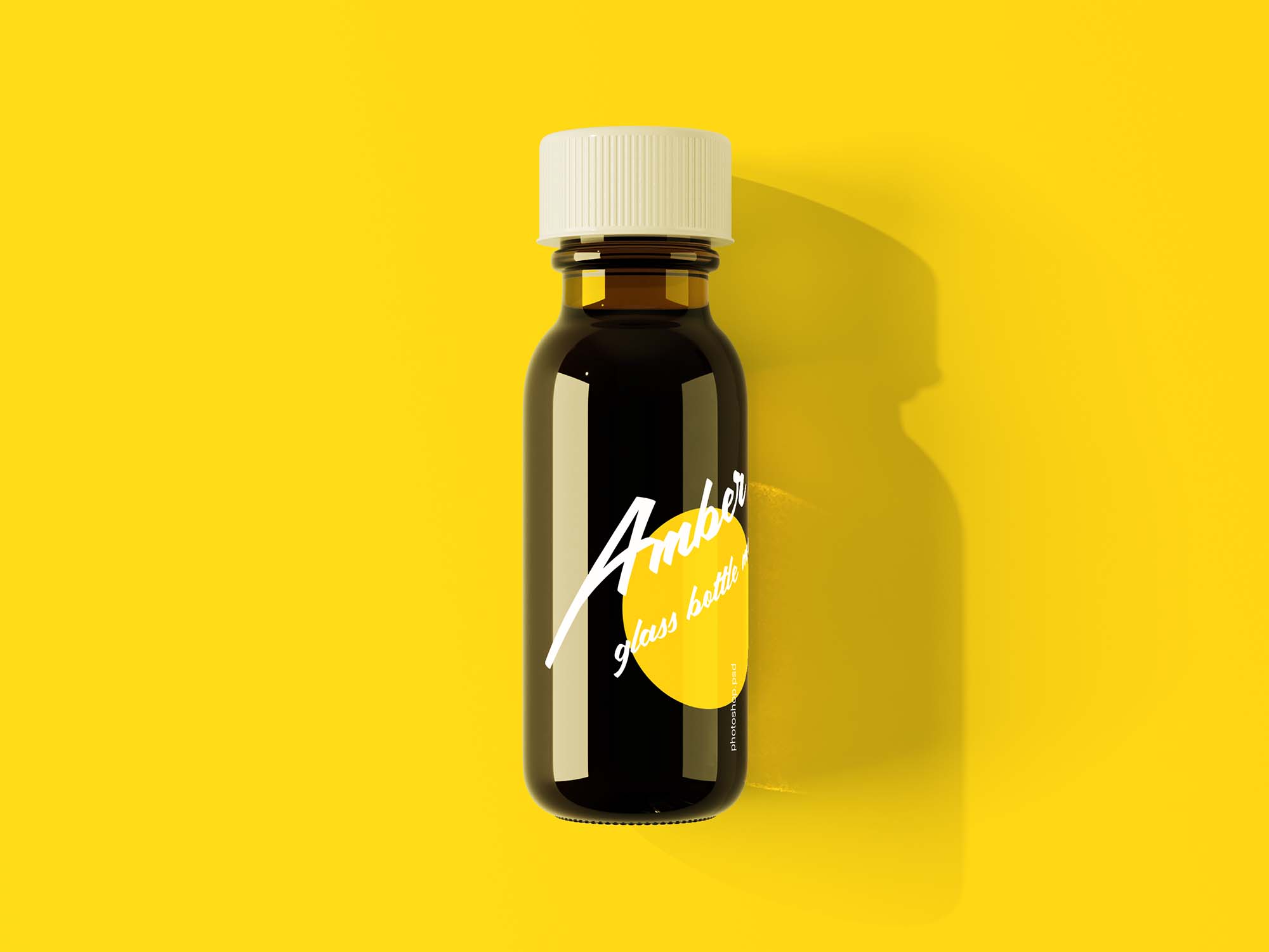 Free Amber Glass Mini Bottle Mockup PSD