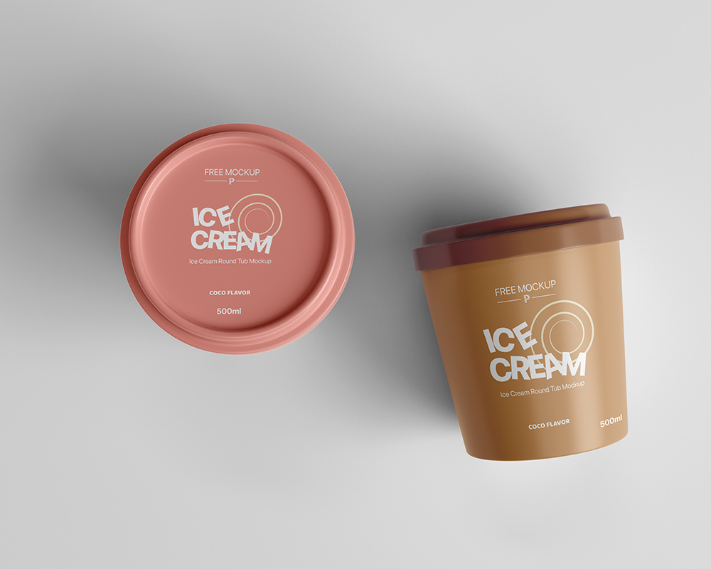 Free Ice Cream Round Tub Mockup