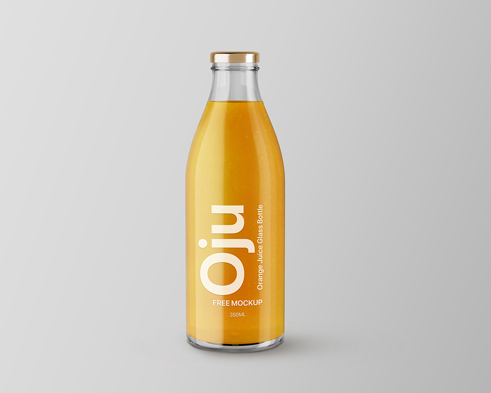 Free Orange Juice Glass Bottle Mockup PSD