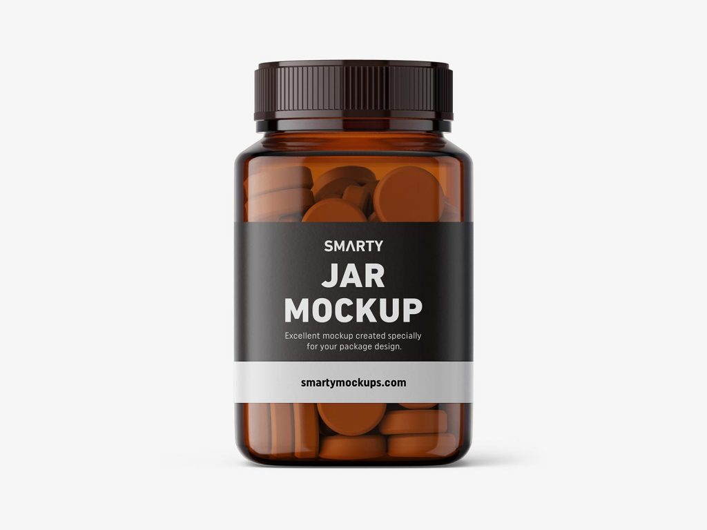 Free Amber Pill / Tablet Bottle Mockup PSD