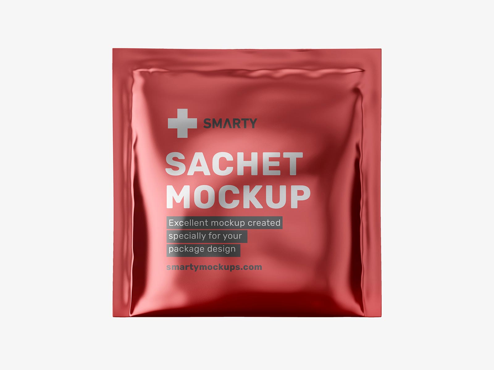 Free Metallic Square Sachet Mockup PSD