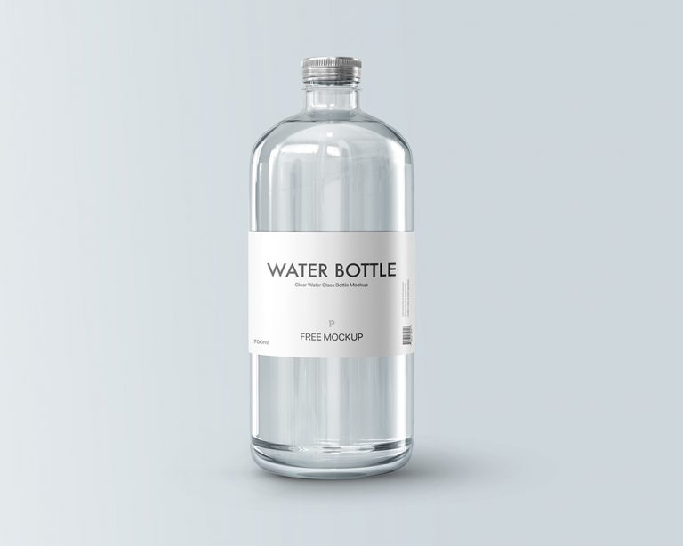 Free Clear Water Glass Bottle Mockup