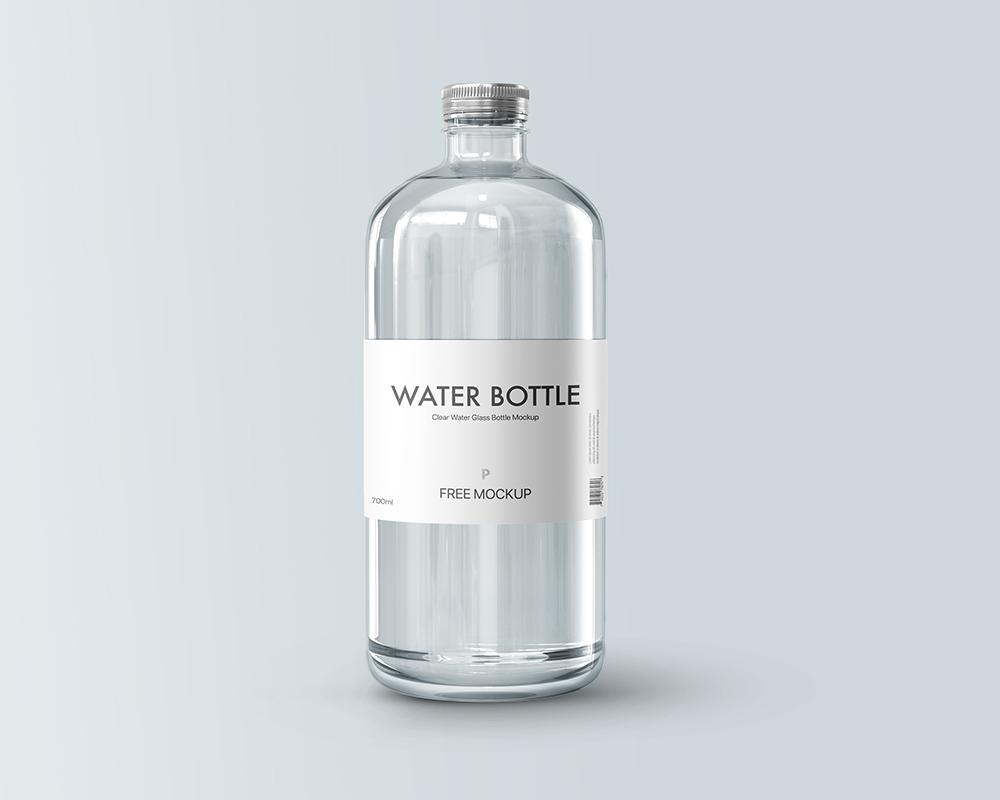 Free Clear Water Glass Bottle Mockup
