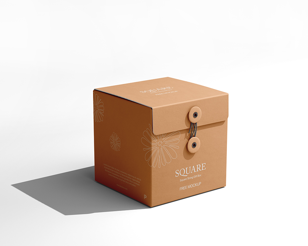 Free Square String Gift Box Mockup