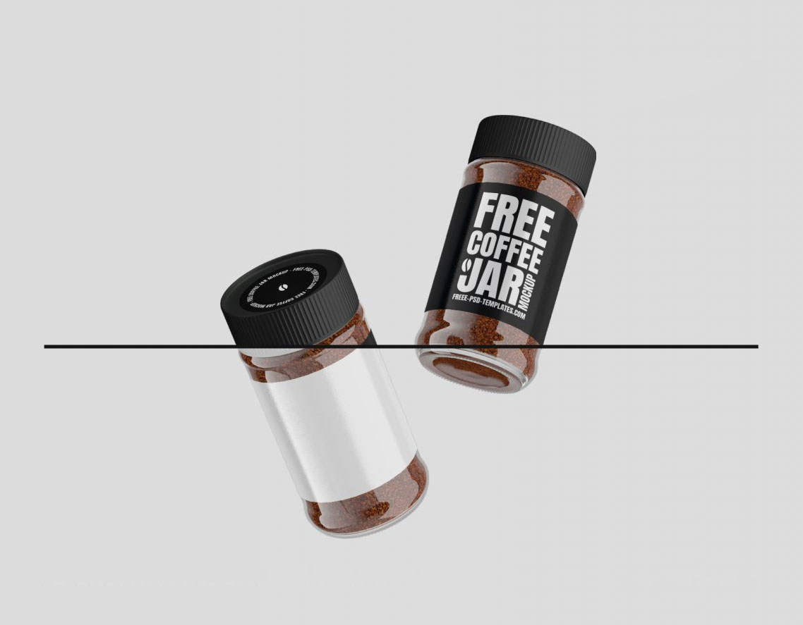 Free Glass Coffee Jar Mockup PSD Set