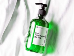 Free Cosmetic Bottle with Pump Mockup 3