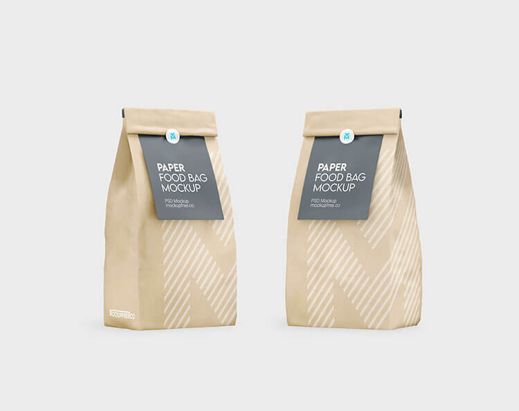Free Kraft Paper Standing Pouch Mockup PSD Set