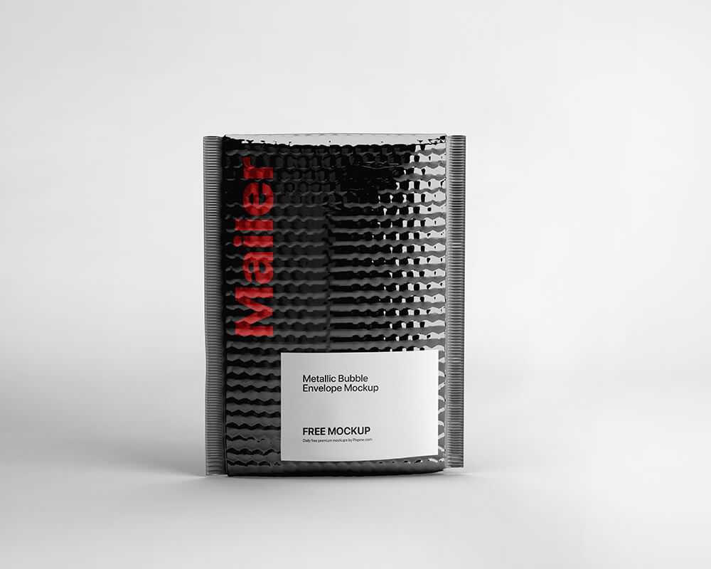 Free Metallic Bubble Envelope Mockup