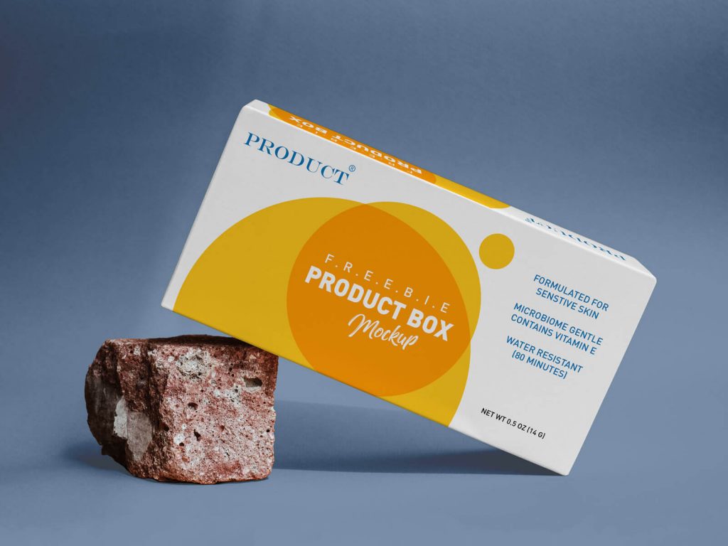 Free Product Box on Rock Mockup PSD