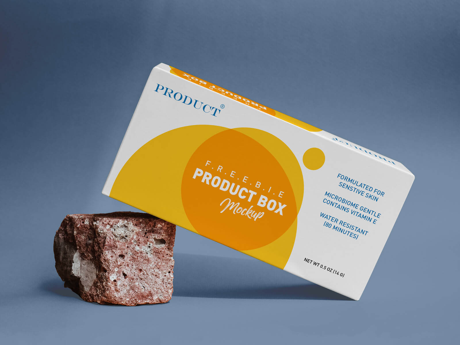 Free Product Box on Rock Mockup PSD