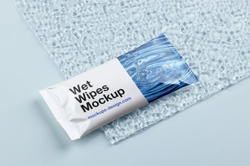 Free Disposable Wet Wipes Packaging Mockup PSD