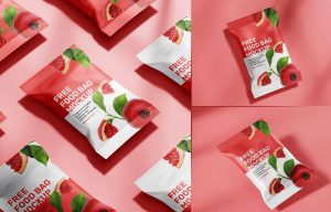 4 Free Snack Food Packaging Pouch Mockups