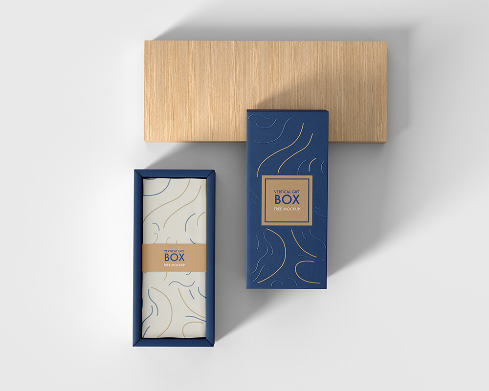 Free Vertical Gift Box Mockup