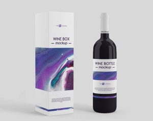 Four Mockups of Modern Wine Bottle Packaging