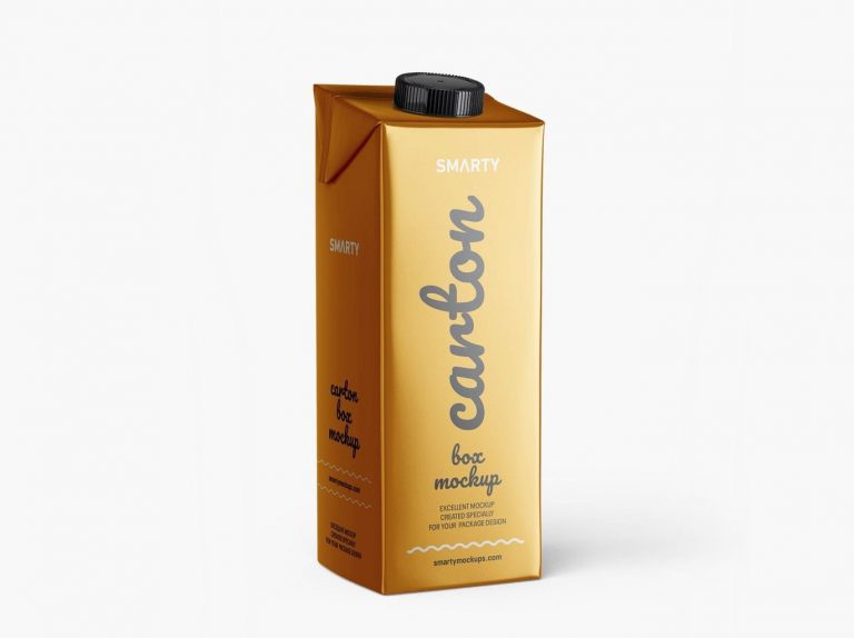 Metallic coated Carton Juice Mockup for free