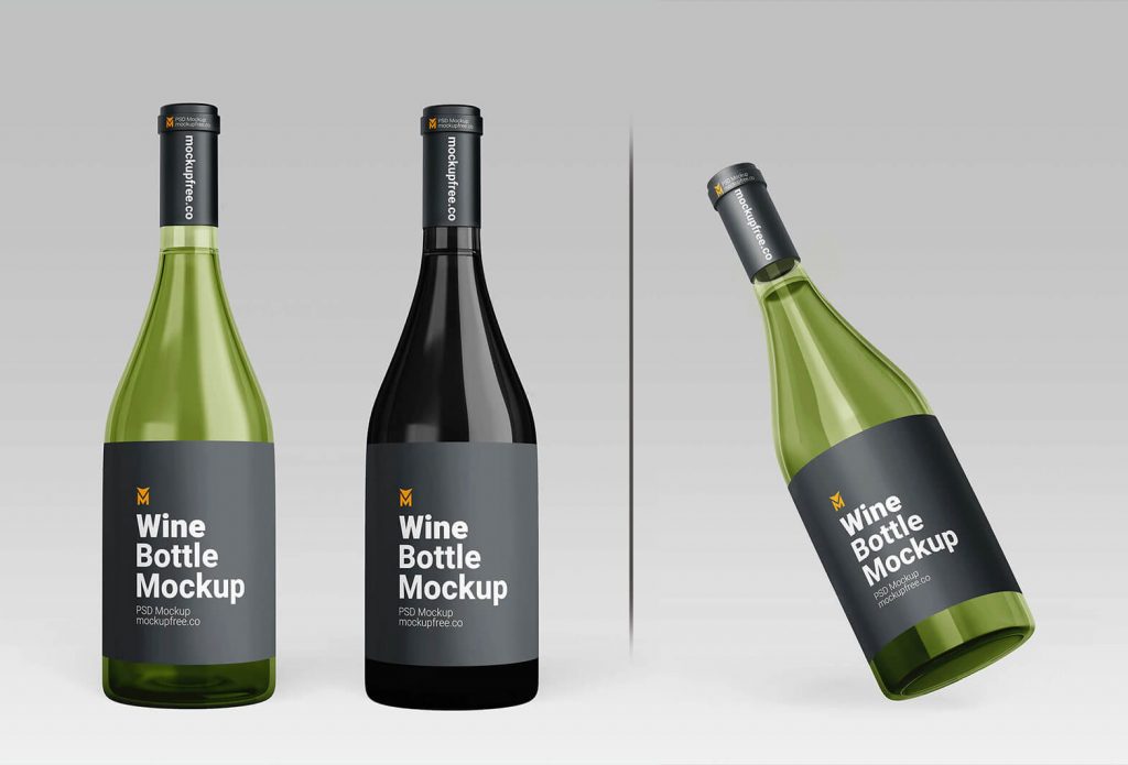 Free Wine Bottle Mockups set