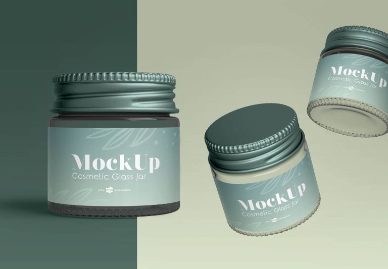 2 Cosmetic Glass Jar Mockups in Different Views Package Mockup