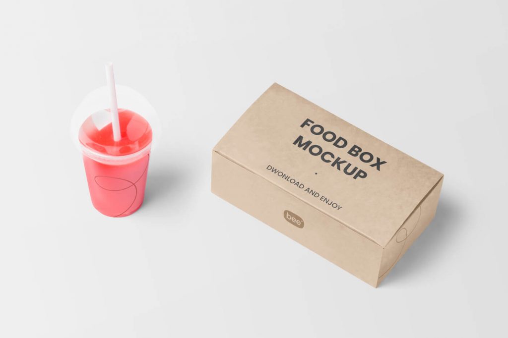 Food Box with Juice Mockup D