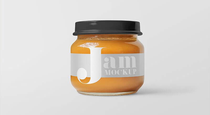 Free Glass Jar with Peach Jam Mockup