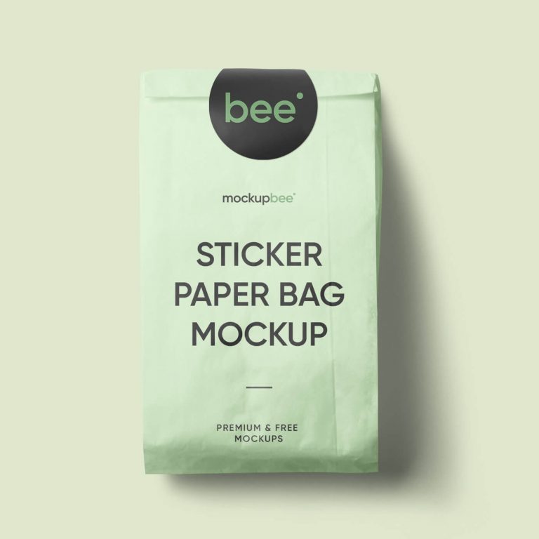 front view of a sticker paper bag mockup