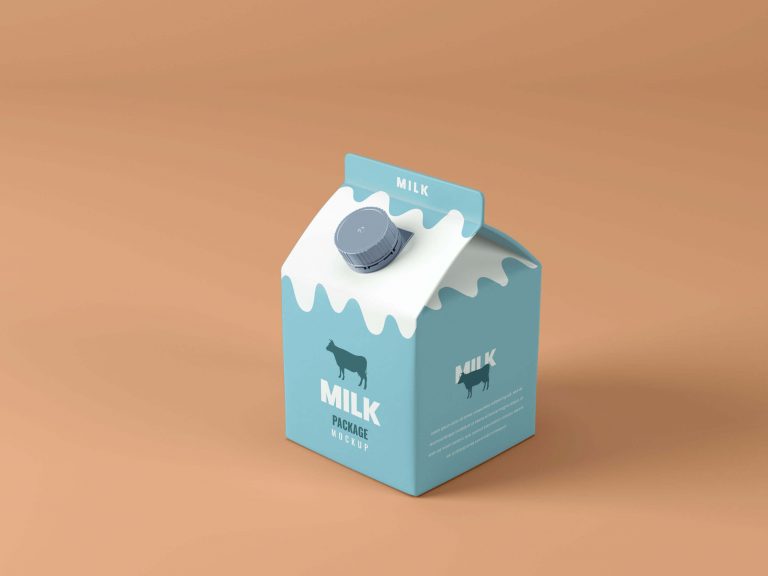 Free Small Square Milk Carton Box Mockup