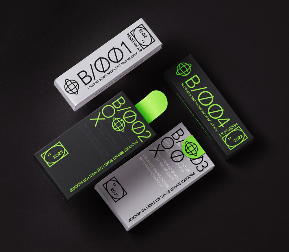 boxes branding psd mockup