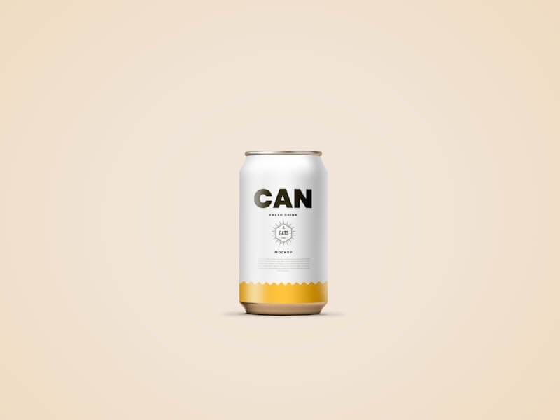 front view of a drink can mockup