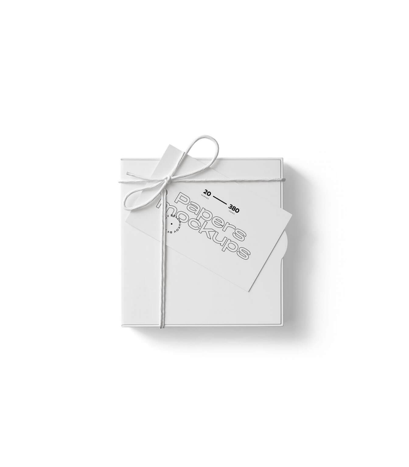 top view of a box packaging with a rope mockup