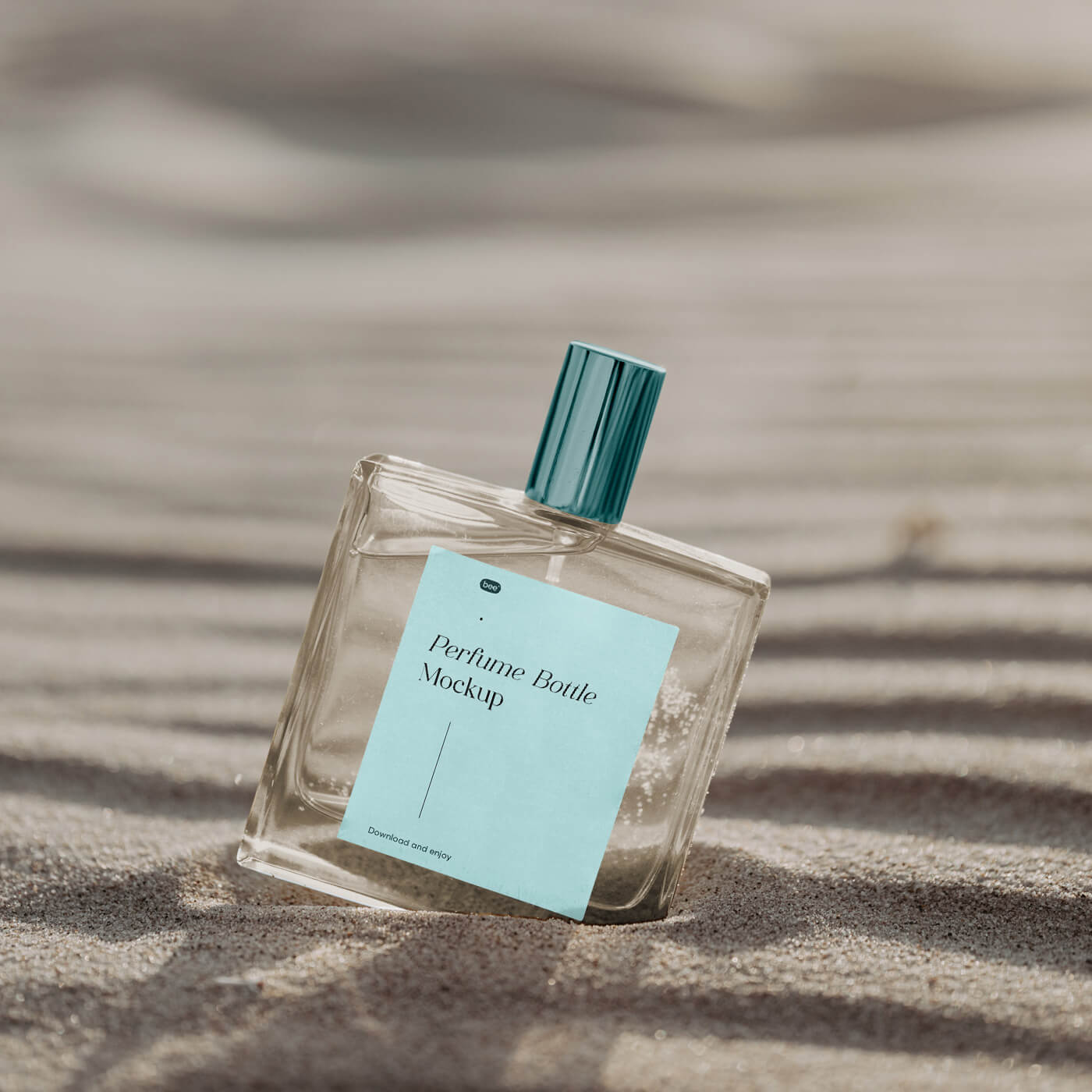 Transparent Bottle on Sunny Beach Mockup D