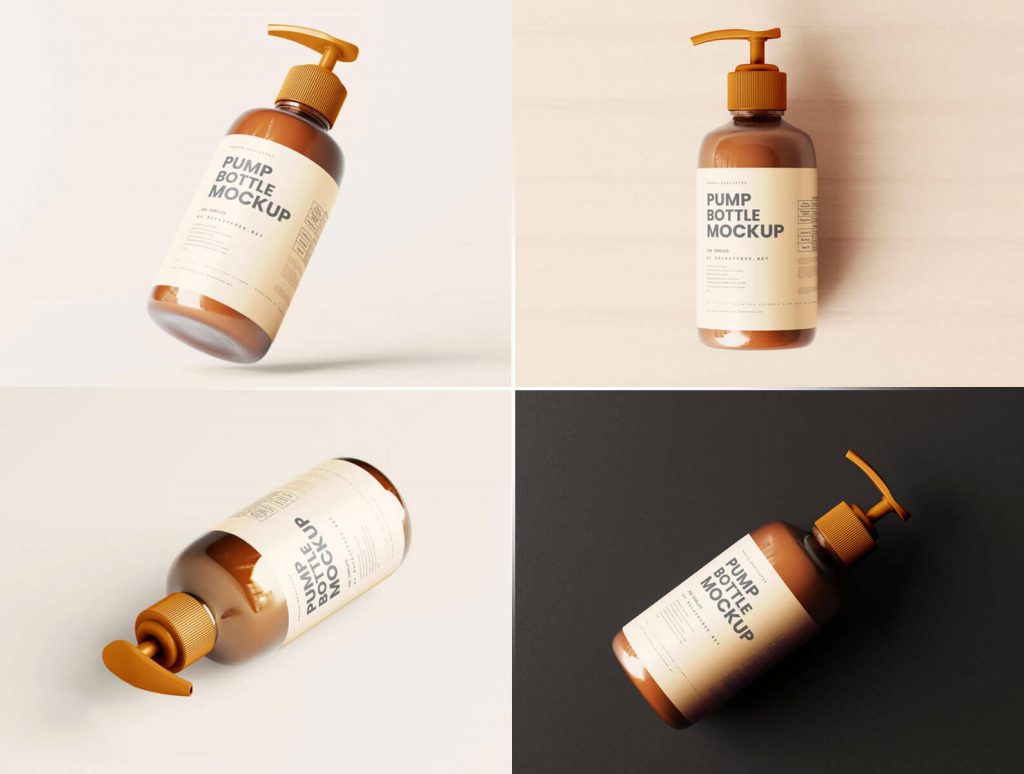 8 Free Pump Dispenser Bottle Mockup PSD Files