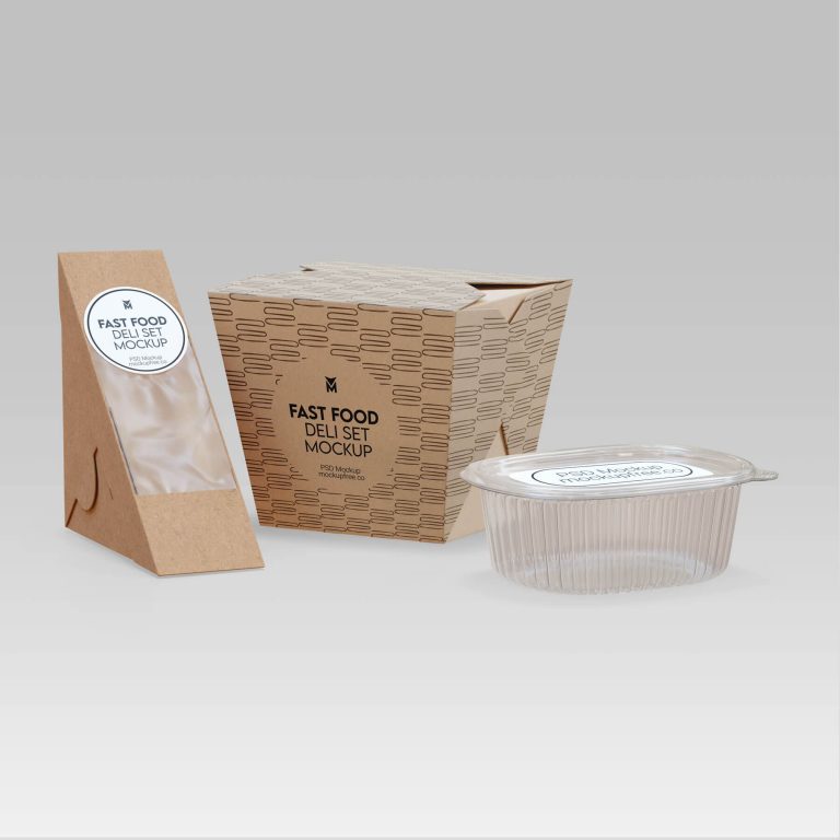 Free Sandwich Noodle Deli Box Mockup PSD Set1