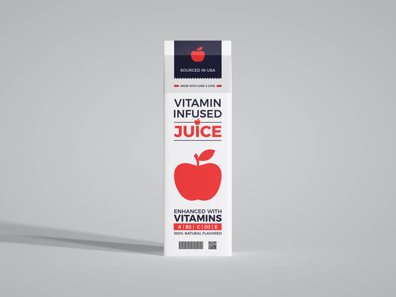 Free Juice Carton Box Mockup