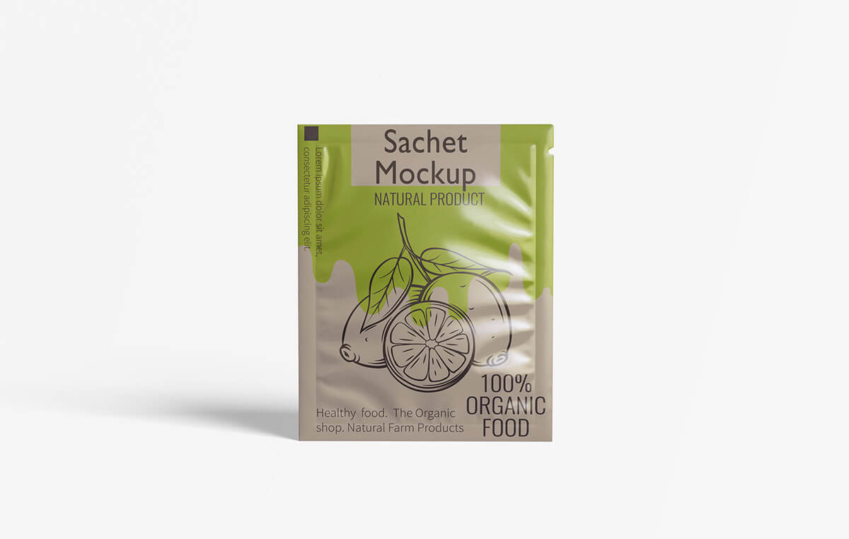 Free Sachet Packaging Mockup full editable