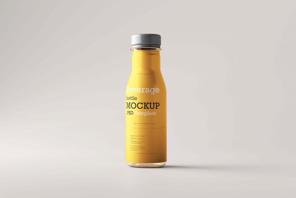 Front View of Beverage Bottle Mockup