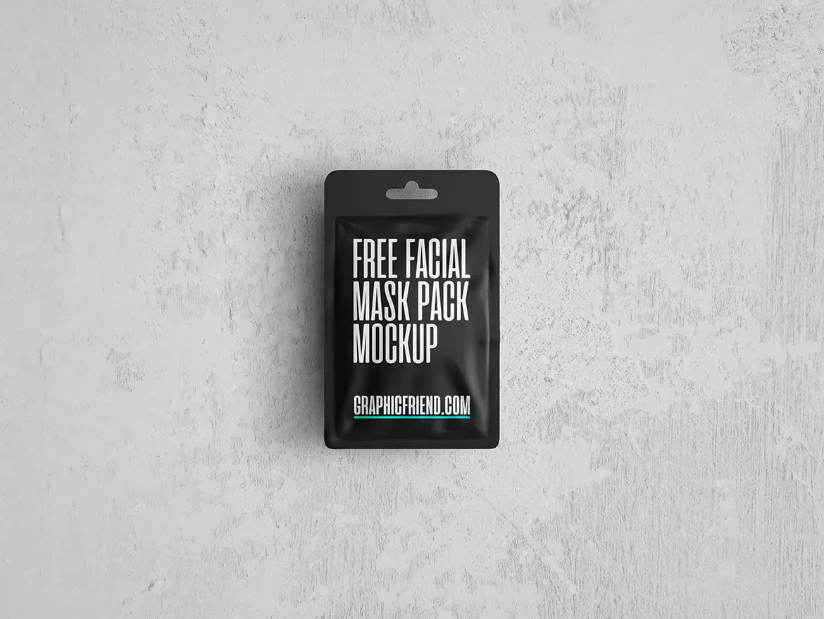 Free Facial Mask Sachet Pack Mockup PSD