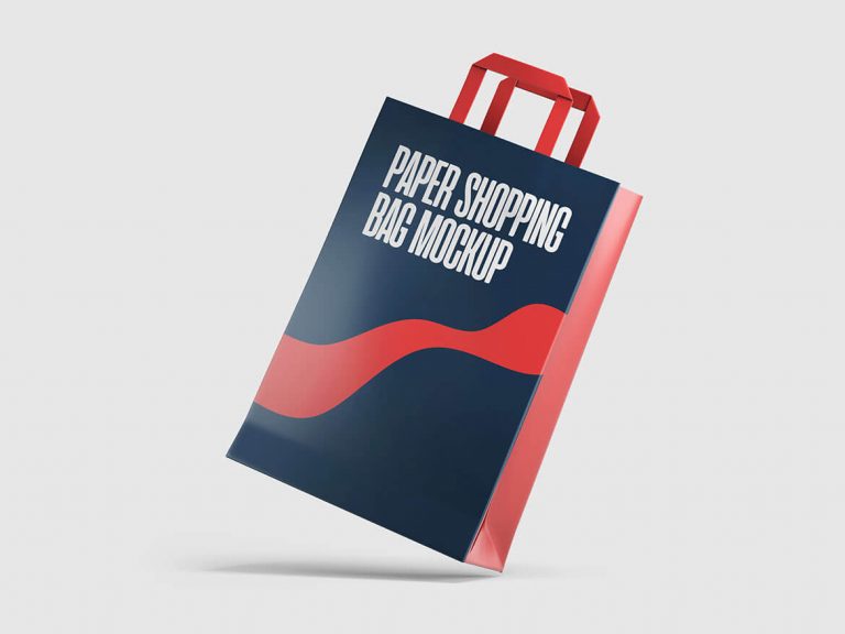 Free Floating Paper Shopping Bag Mockup PSD