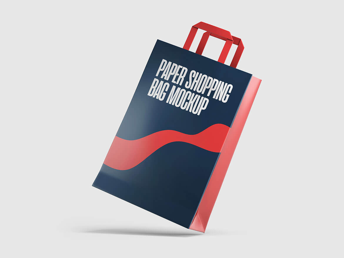 Free Floating Paper Shopping Bag Mockup PSD
