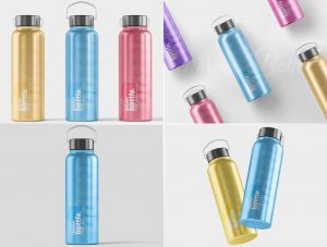 4 Free Stainless Steel Thermal Bottle Mockup PSD Files