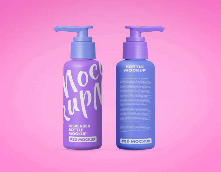 Free Amber Pump Bottle Mockup