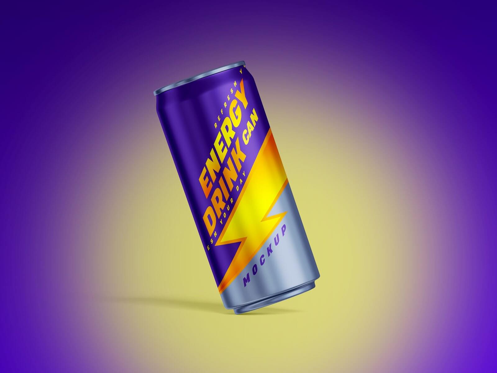 Free Energy Drink Soda Tin Can Mockup PSD