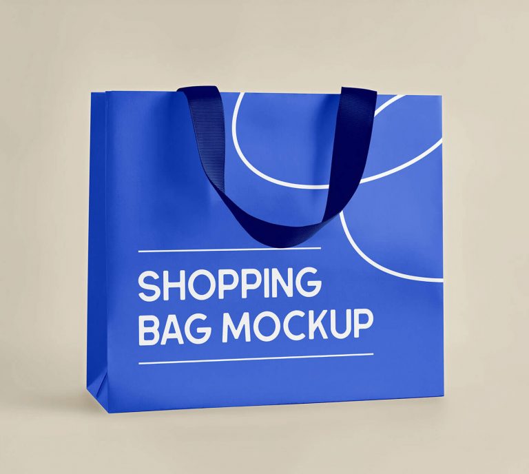 Free Shopping Bag with Handle Mockup