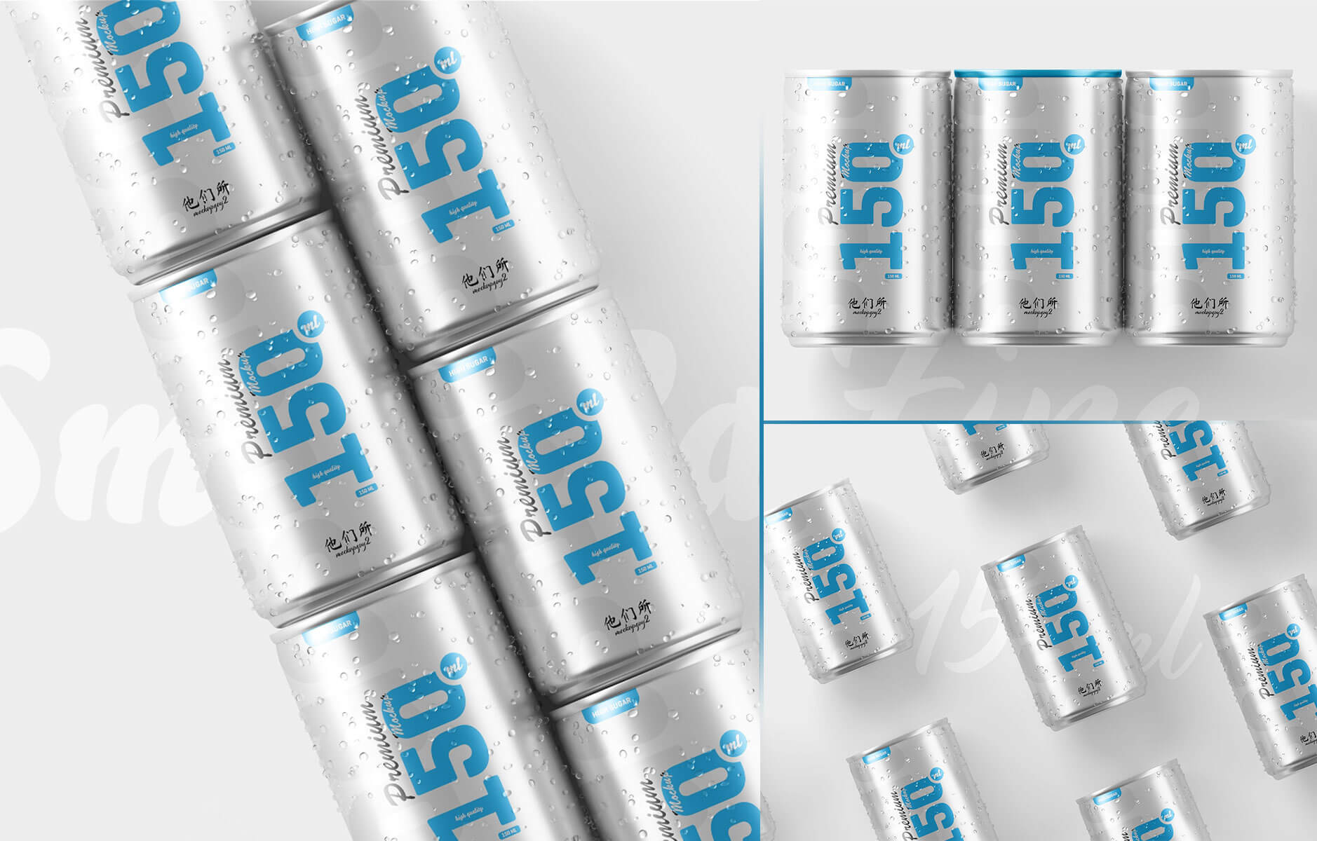 3 Free 150ml Soda Tin Can Mockup PSD Files