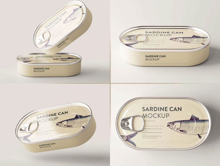5 Mockups of Oval Shaped Tuna Can in Varied Visions