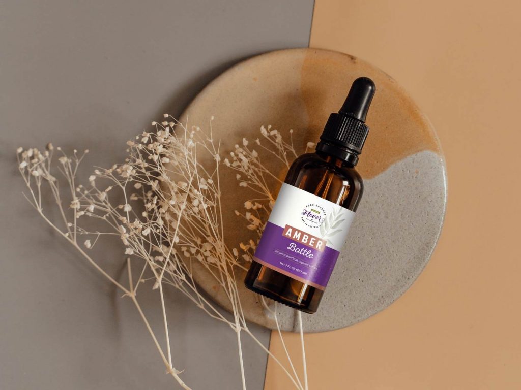 Free Amber Dropper Bottle Mockup PSD