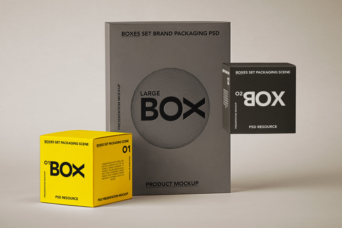 Packaging Branding Boxes Mockup1