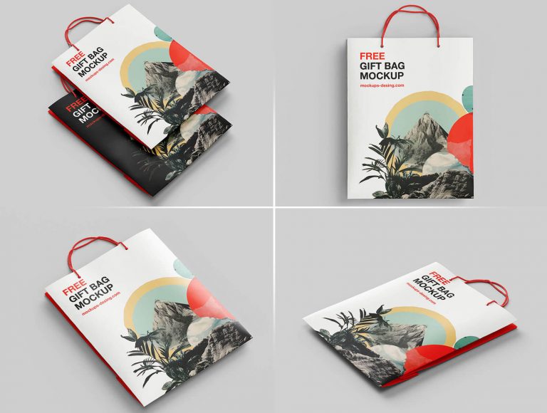 Folded Gift Bag Mockup