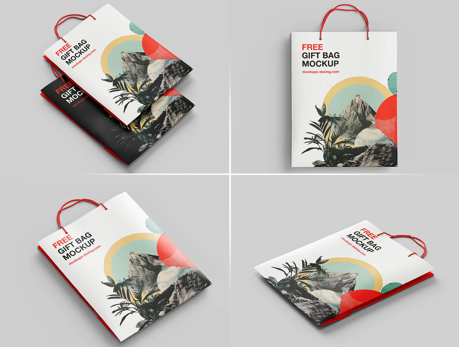 Folded Gift Bag Mockup
