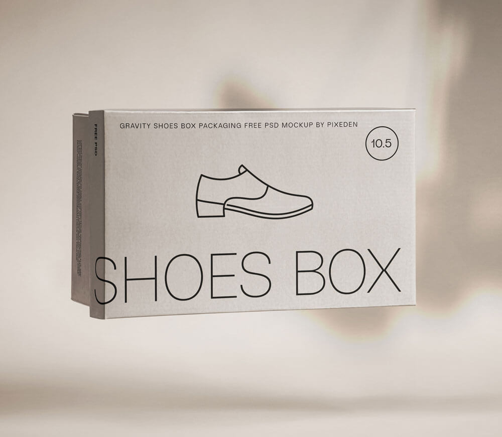 gravity packaging shoe box psd mockup