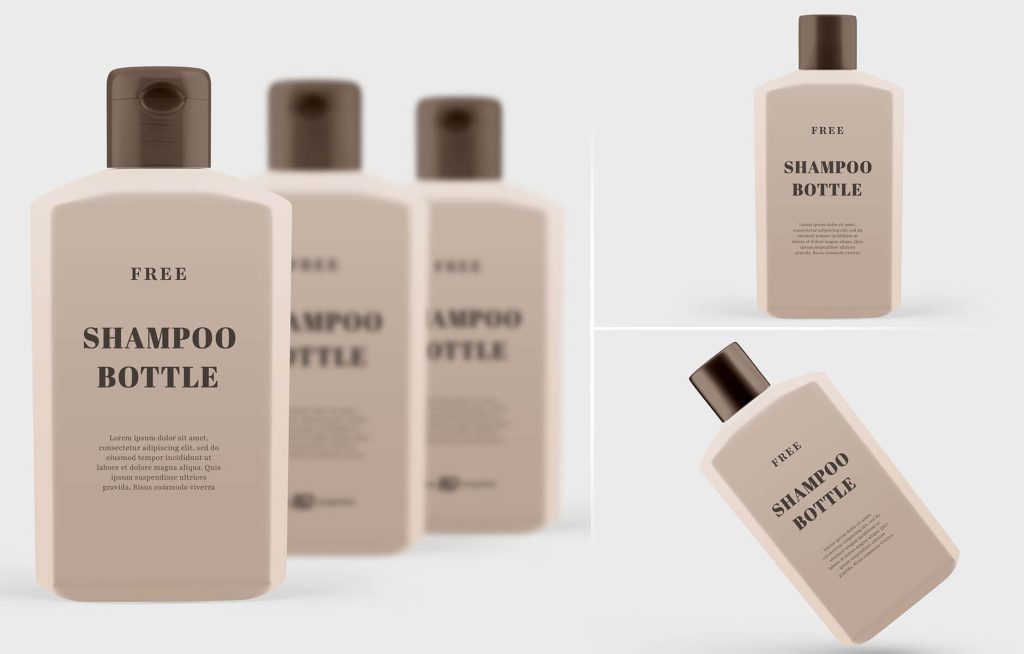 Free Plastic Shampoo Bottle Mockup Set PSD