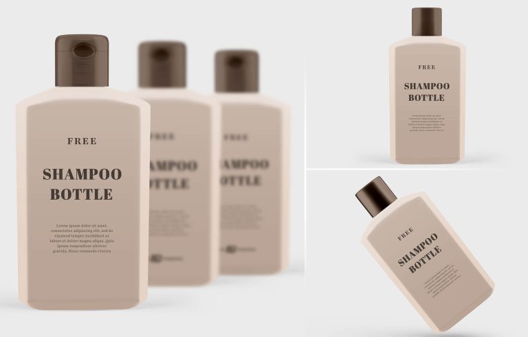 Free Plastic Shampoo Bottle Mockup Set PSD